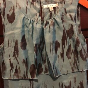 CAbi Teal & Black XS Silk Sleeveless Shirt